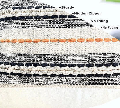 Sajavat Home Hand Knitted Pure Cotton 3 Seater Sofa Throw & Cushion Cover Beige Multi