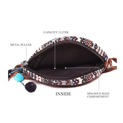 Astrid Handmade Macrame Flap Over Sling Bag For Girls And Women Colour Prismatic Brownish Textured