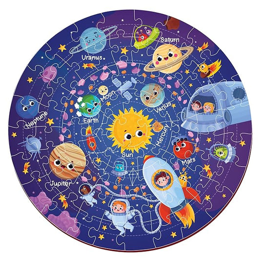 Mini Leaves 60 Piece Wooden Puzzle for Kids & Adults | Round Space Jigsaw Puzzle | Fun & Challenging Wooden Floor Puzzle Game