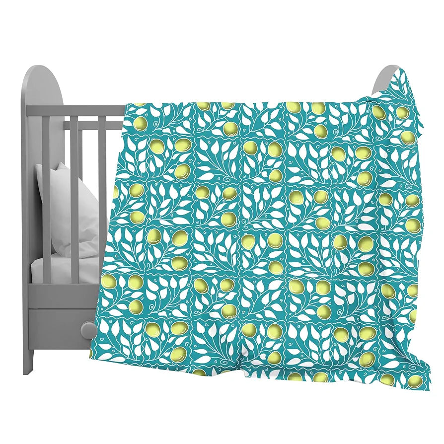 Divine Casa 100% Cotton Toddler Baby Blanket for for 0-4 Years Skin Friendly Swaddle Dohar for Girls and Boys Colour Turquoise and Green