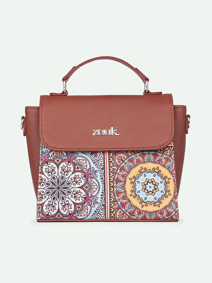Zouk Statement Jute Sling Bag With Handle For Women's Girls Ladies
