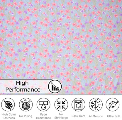Fresh From Loom Microfiber Soft Cotton Single Bedsheet 200 TC Single Size Soft Bed Cover with 1 Pillow Cover Tropical Blue