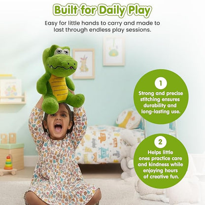 Kidology Cute Green Crocodile Soft Toy for Kids