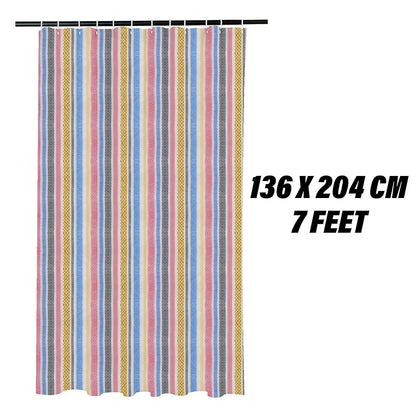 Kuber industries Lining Curtain for Bathroom Shower Curtain with 8 Rings Multicolor