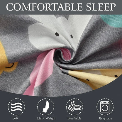 Fresh From Loom Glace Cotton Wrinkle Free Soft Hypoallergenic Bed Sheet Cartoon Printed Single Bedsheet With One Pillow Cover For Kids 144 tc Black