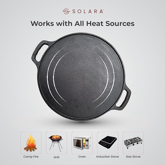 Solara Cast Iron Tawa for Dosa 12 Inch 30 Cm Tawa for Dosa Uthappam Roti Chapati