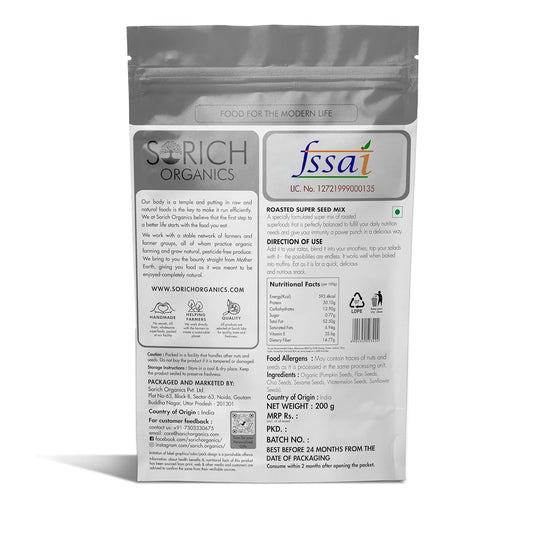 Sorich Organics Roasted Super Seed Mix for Eating - 200 gms