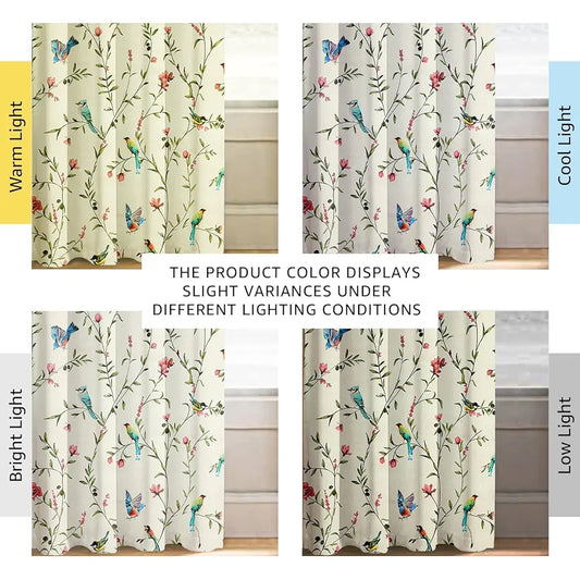 Cloth Fusion Blackout Printed Premium Door Curtains 7 Feet Long Set of 2 White Forest