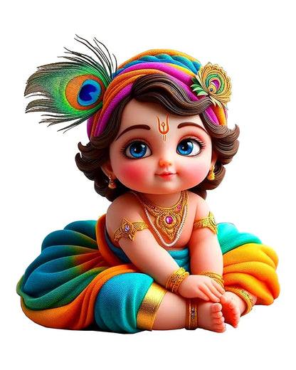 Rng Graphics Pvc Vinyl Self Adhesive Little Krishna Wall Sticker Multicolor 55 Cm X 48cm DW-124L
