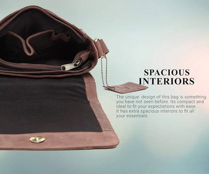 WildHorn� Leather 8.5 inch Sling Messenger Bag for Men I Multipurpose Crossbody Bag I Travel Bag with Adjustable Strap I IDIMENSION: L- 8.5inch H- 10.5inch W- 3inch