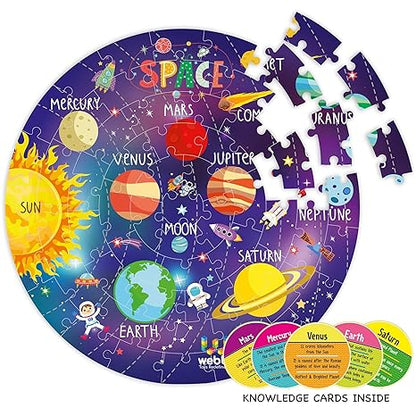 Webby Amazing Outer Space Solar System 60 Pieces Jigsaw Floor Puzzle with 4 Double