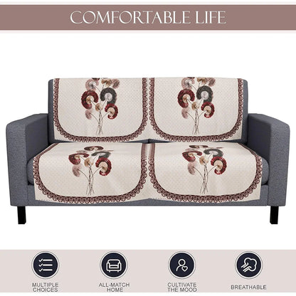 Kuber Industries Set of 4 Velvet 2 Seater Sofa Covers for Living Room Digital Flower-Cream & Brown