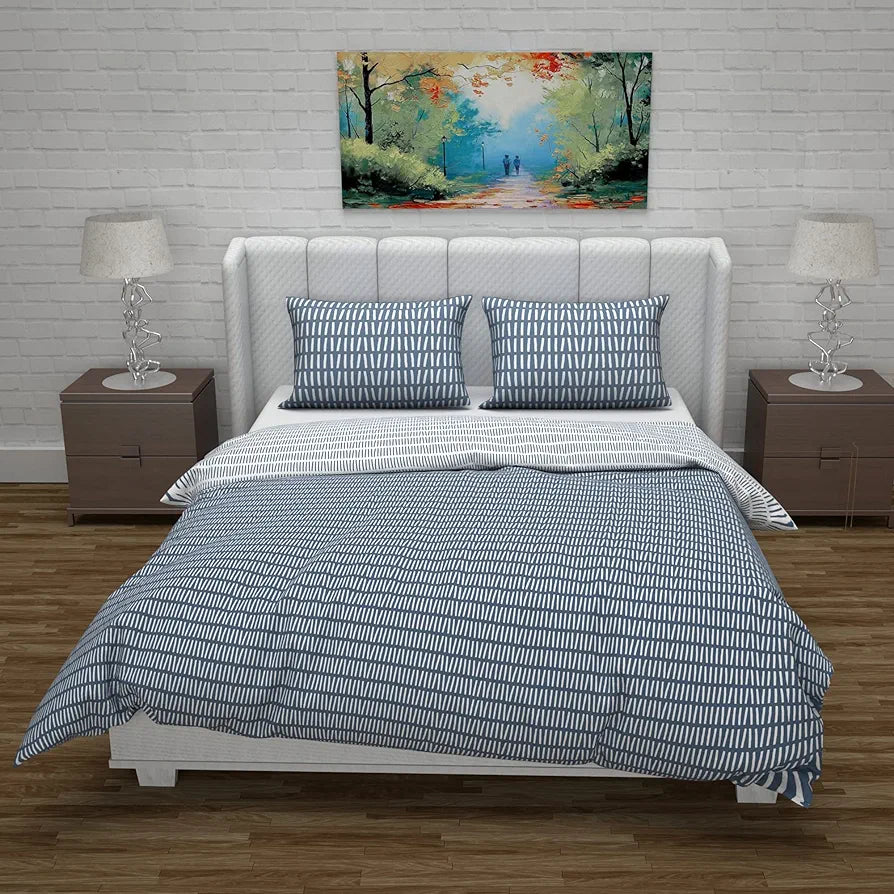 Divine Casa Micro Polyester Reversible Double Bed Queen Size Floral Printed Duvet Cover Colour Blue and White1