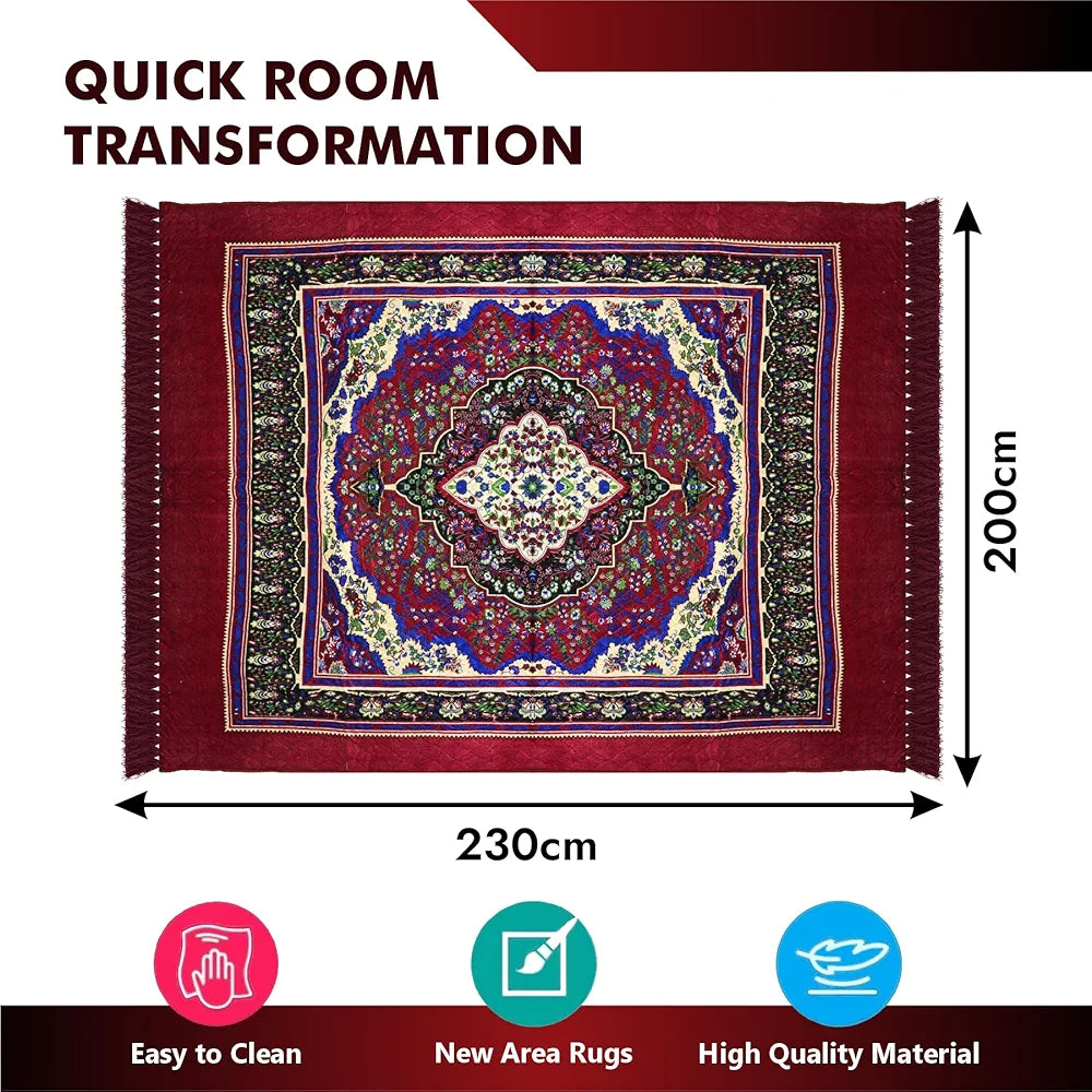 Kuber Industries Carpet Velvet Carpet-Rug for Home Decor Carpet Rug for Bedroom Printed Carpet for Living Room Maroon