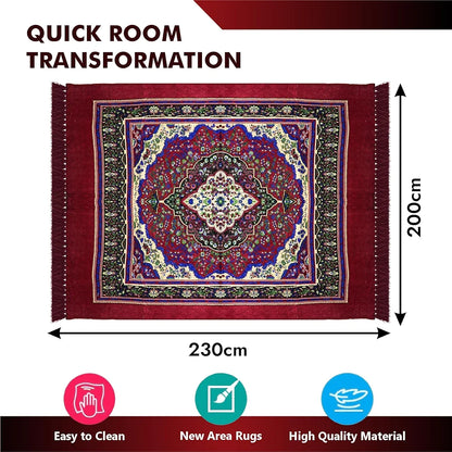 Kuber Industries Carpet Velvet Carpet-Rug for Home Decor Carpet Rug for Bedroom Printed Carpet for Living Room Maroon