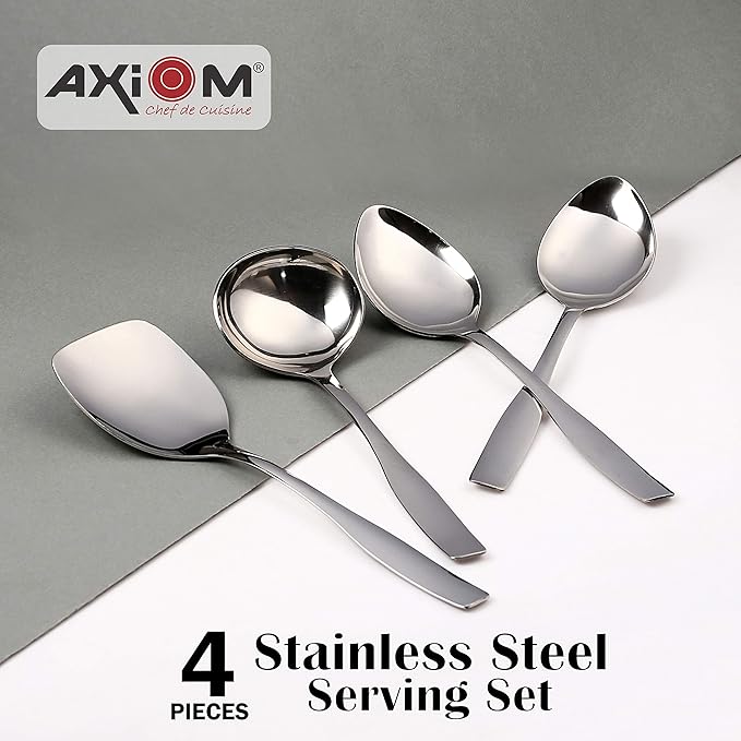 Axiom Serving Tools Stainless Steel 4 Piece Heavy Gauge Non-Stick Set of 1 Soup Ladle