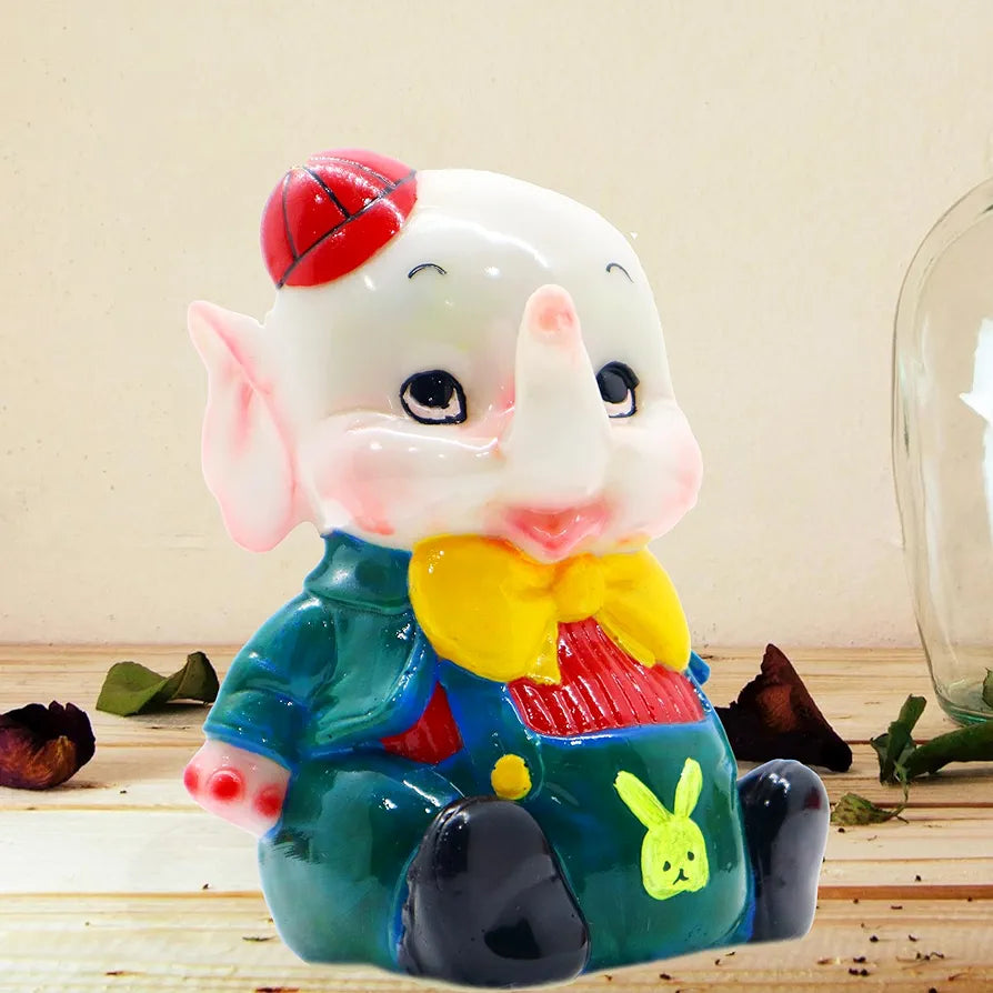 Jaipur Ace Polyresin Baby Elephant Decorative Showpiece Statue & Artifacts Multicolor Baby Elephant