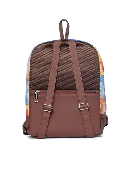 Zouk Printed Women's Jute Handcrafted Vegan Leather Multicolor Daypack/Backpack