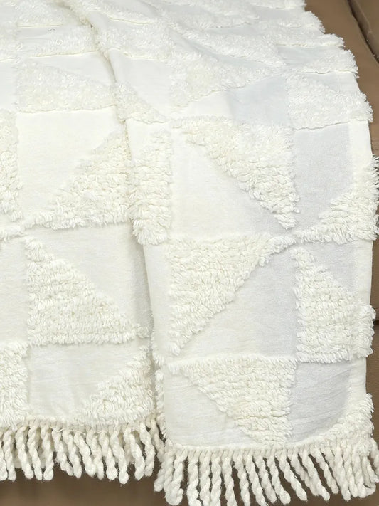 Saral Home Soft Cotton 2 Seater Sofa Cover Throw Ivory