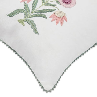 Haus & kinder Decorative Embroidered Cushion Cover  | Colour Lone Flower