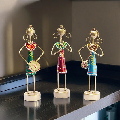 Kraftskala Small Cute 7.5 inch Metal Musician Dolls for Living Room Decor