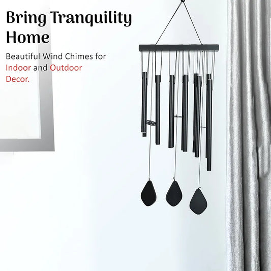 Zaicus Wind Chime Black 12 Pipe Wind Chime-027