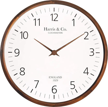 Harris & Co. Clockmasters Luxury Wooden Analog Wall Clock - 13 Inch Model - Trafalgar Street