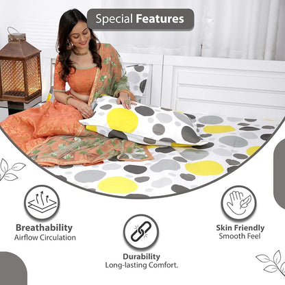 Divine Casa 144 TC 100% Cotton Bedsheet King Size Bed King Size Bedsheet with 2 Pillow Covers Colour Grey Lagoon