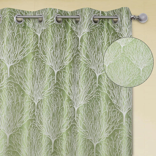 Cloth Fusion Jacquard Long Door Curtain 9 feet Set of 2 Green 02