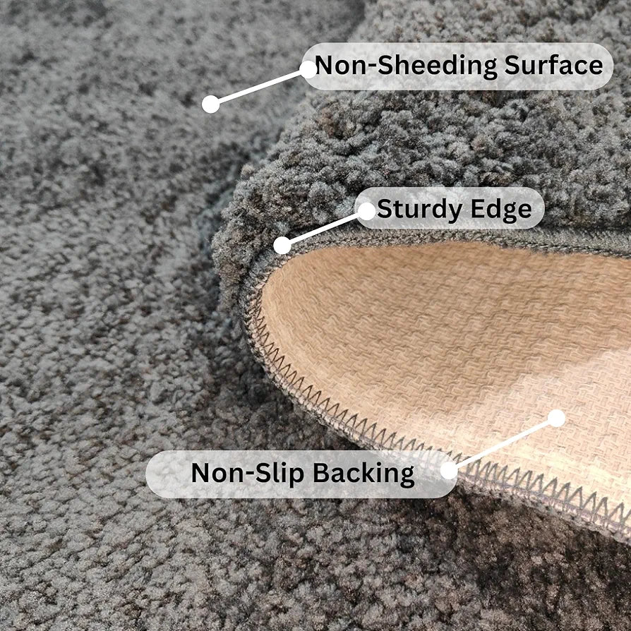 Ishro Home Premium Fuzzy Shag Carpet for Hall Rugs for Living Room Carpets for Living Room Colour Ash Grey