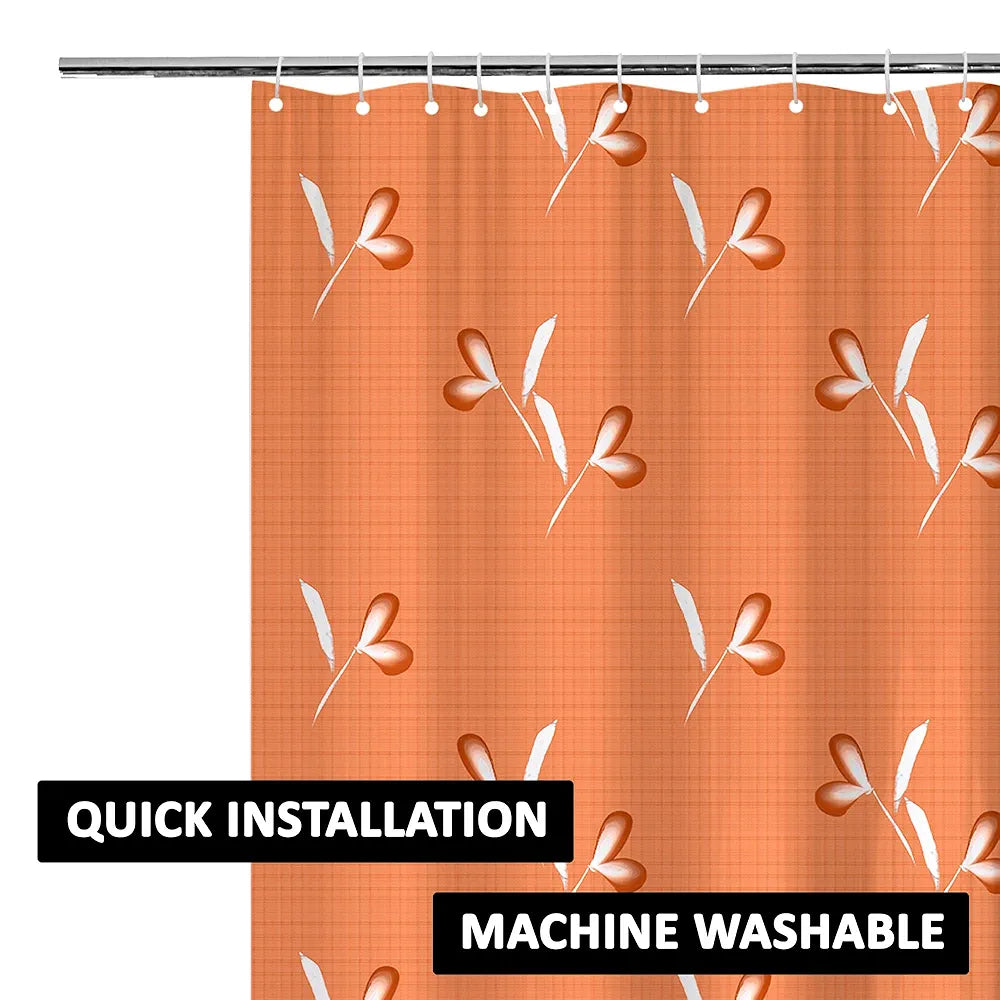 Kuber Industries Shower Curtain Bathroom Shower Curtain 8 Rings Curtain Painting Golden