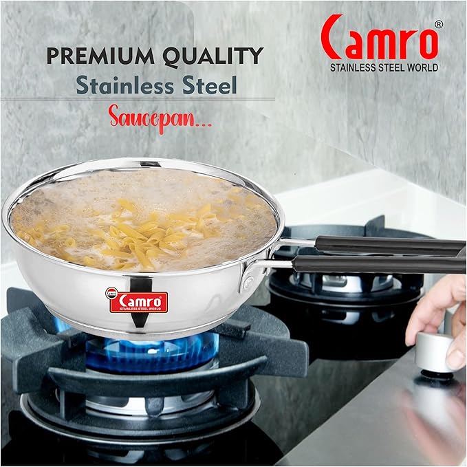Camro Induction Bottom Deep Fry Pan 11 No 1.2 Liters Stainless Steel Dishwasher Safe