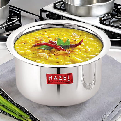 Hazel Alfa Stainless Steel Flat Tope Without Lid, Set of 3, 300, 500 & 700 ml, Silver