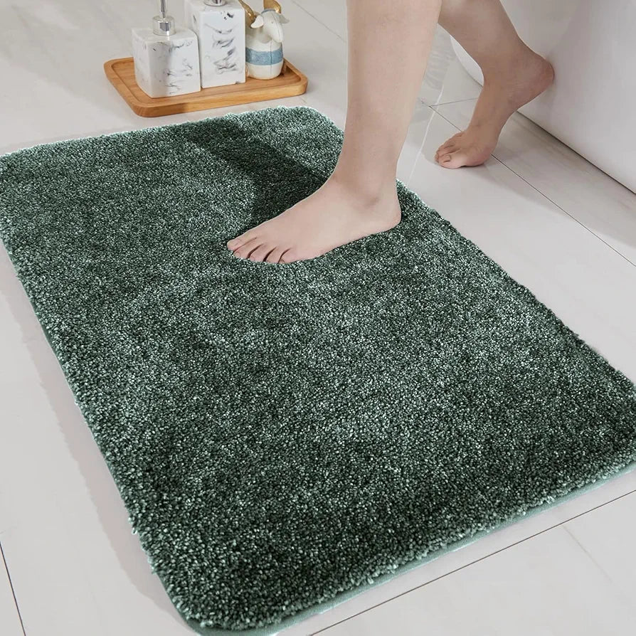 Luxe Home International Rectangular Bathmat 2500 Gsm Microfiber Anti Slip Mats For Bathroom Colour Hunter Green