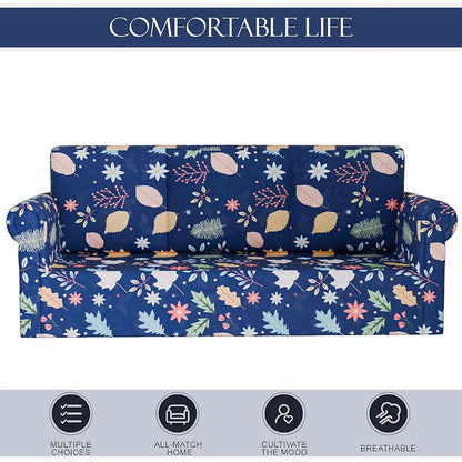Kuber Industries Elastic Sofa Cover 3 Seater Stretchable Blue Colour
