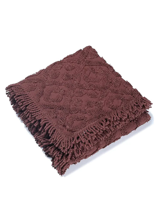 Saral Home Soft Cotton Tufted 2 Seater Sofa Cover Throw Colour Brown