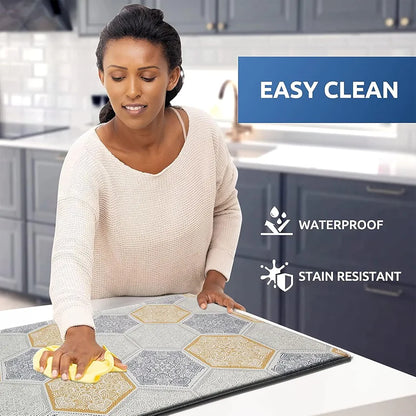 Luxe Home Columbo Anti-Fatigue Kitchen Mat Non-Slip Cushioned Comfort Mat Hexagonal Tile Pattern Standing Desk Mat Colour Honeycomb