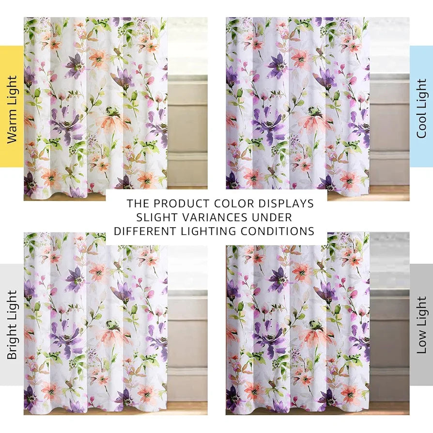 Cloth Fusion Blackout Printed Premium Door Curtains 7 Feet Long Set of 2 Purple Lotus