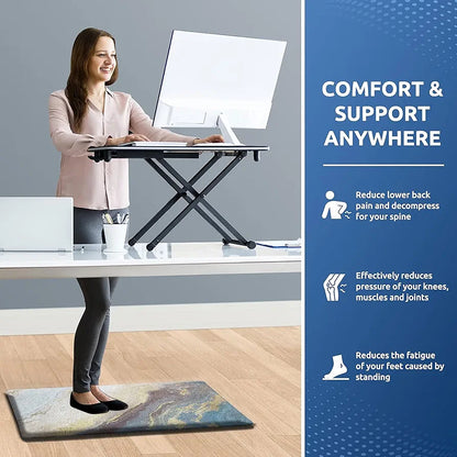 Luxe Home Columbo Anti-Fatigue Kitchen Mat Non-Slip Cushioned Comfort Mat Marble Swirl Pattern Standing Desk Mat Colour Texture
