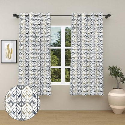 Haus & kinder Cotton Curtains Set of 2 for Bedroom Window Door Curtains (5ft x 5ft) | Colour Aurora