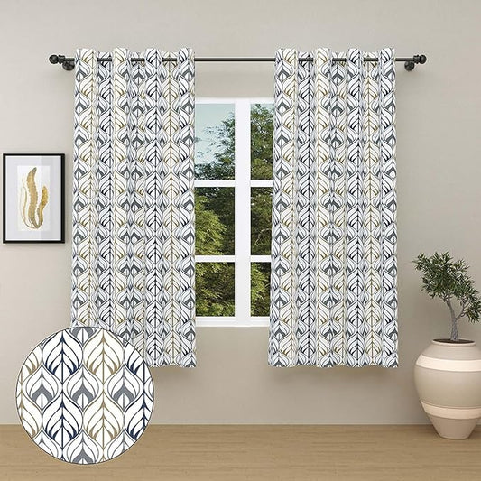 Haus & kinder Cotton Curtains Set of 2 for Bedroom Window Door Curtains (5ft x 5ft) | Colour Aurora