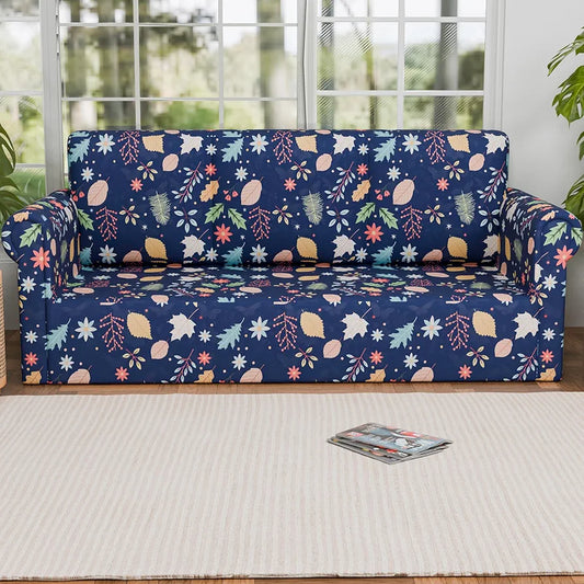 Kuber Industries Elastic Sofa Cover 3 Seater Stretchable Blue Colour