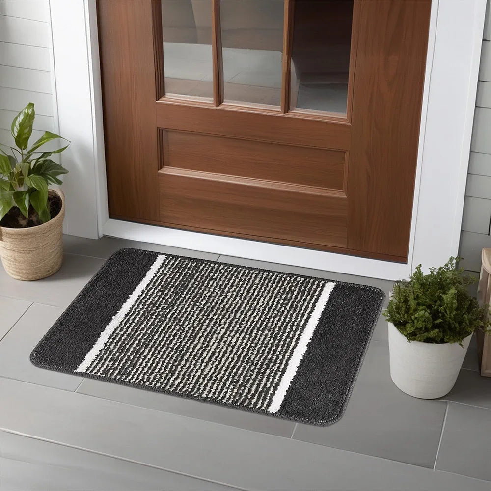 Kuber Industries Anti-Skid Water Absorbent Door Mats for Home Dark Grey Colour