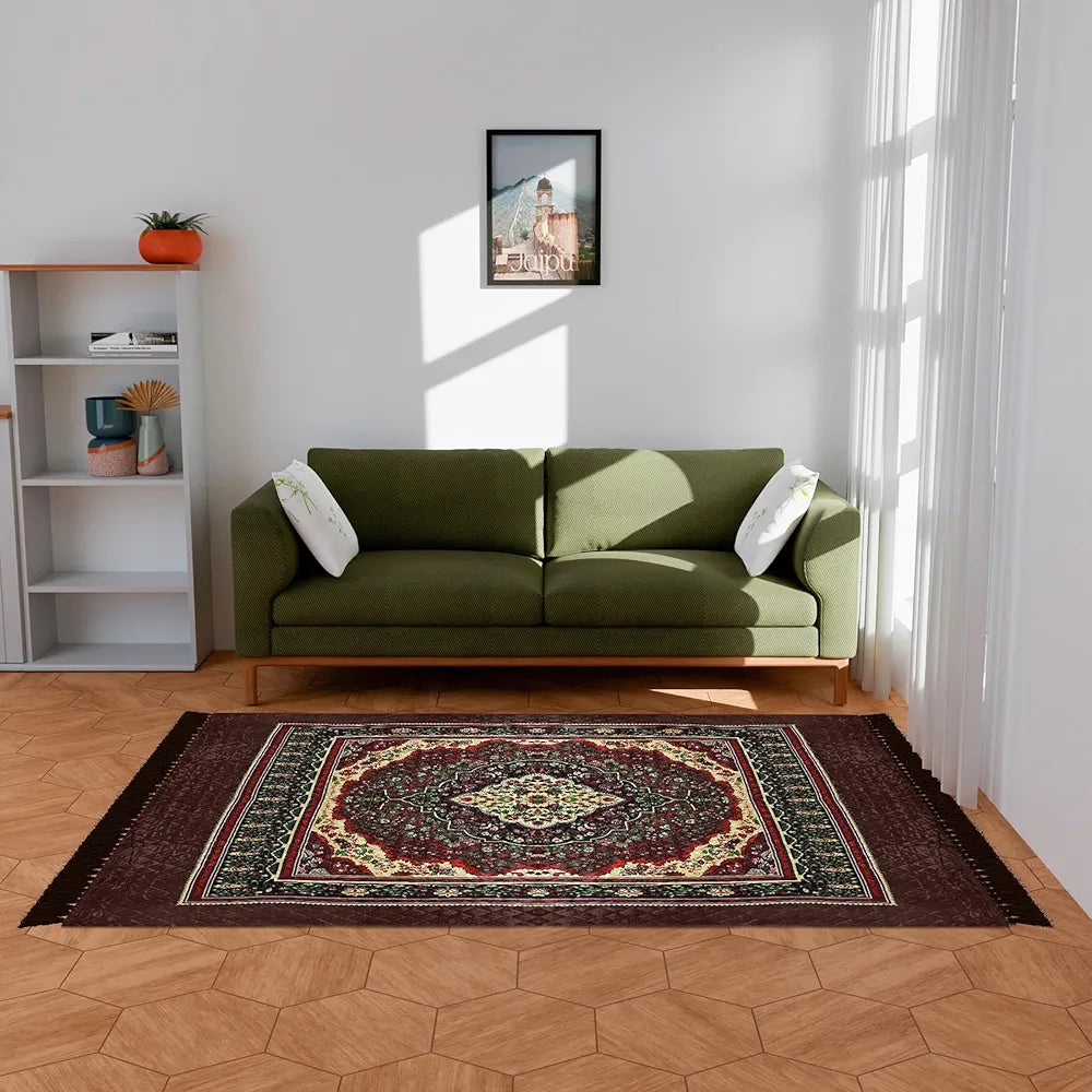 Kuber Industries Carpet Velvet Carpet-Rug for Home Decor Carpet Rug for Bedroom Brown