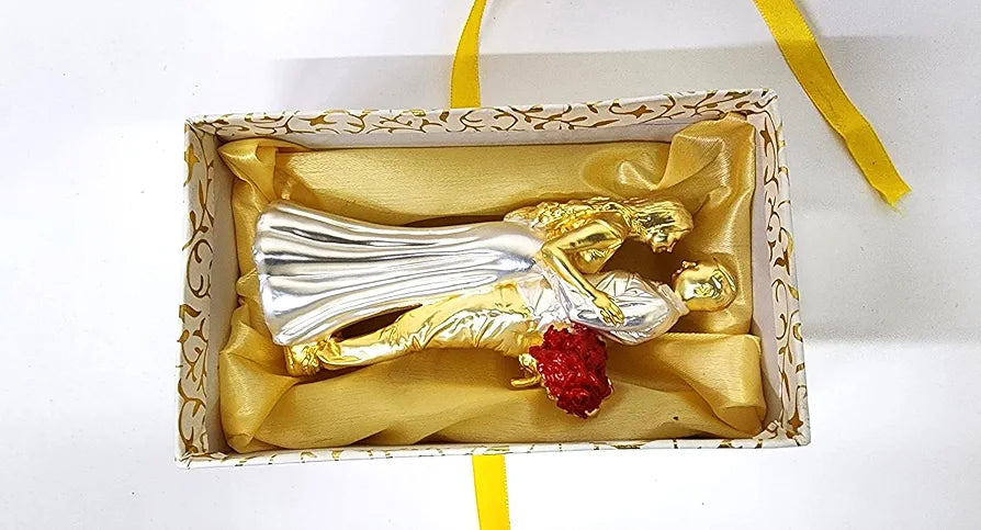 Gold Art India Couple Figurine Gold-Silver Plated Matte Finish