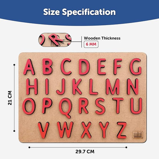 Mini Leaves Wooden Capital Alphabets Letters Learning Board Educational Puzzle for Kids 3+ Year