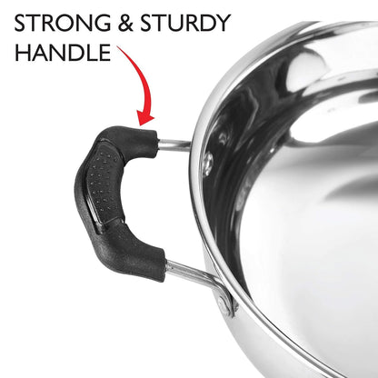 Cello Steelox Induction Compatible Stainless Steel Kadhai - 3ltr