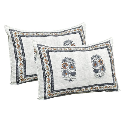Kuber Industries Double Bedsheet with 2 Pillow Covers 160 TC Premium Cotton Dezier Flower Boota Blue