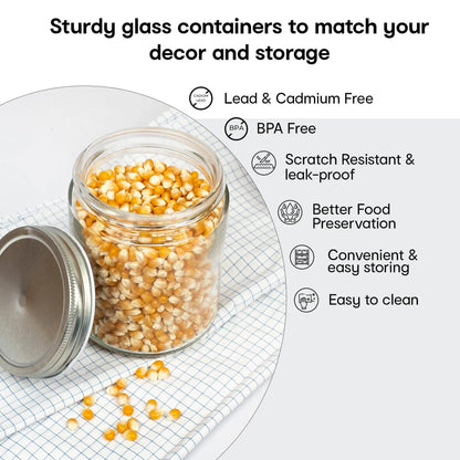 Anko Set of 3 Clear Glass Jars 550ml | Airtight | Tin Lid | Kitchen Storage