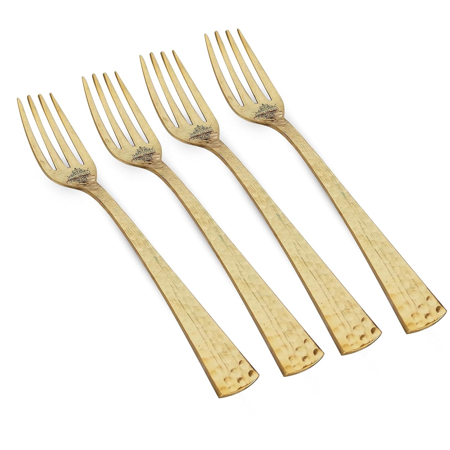 Indian Art Villa Pure Brass Matt Hammered Design Fork Length | 7.2 Inches
